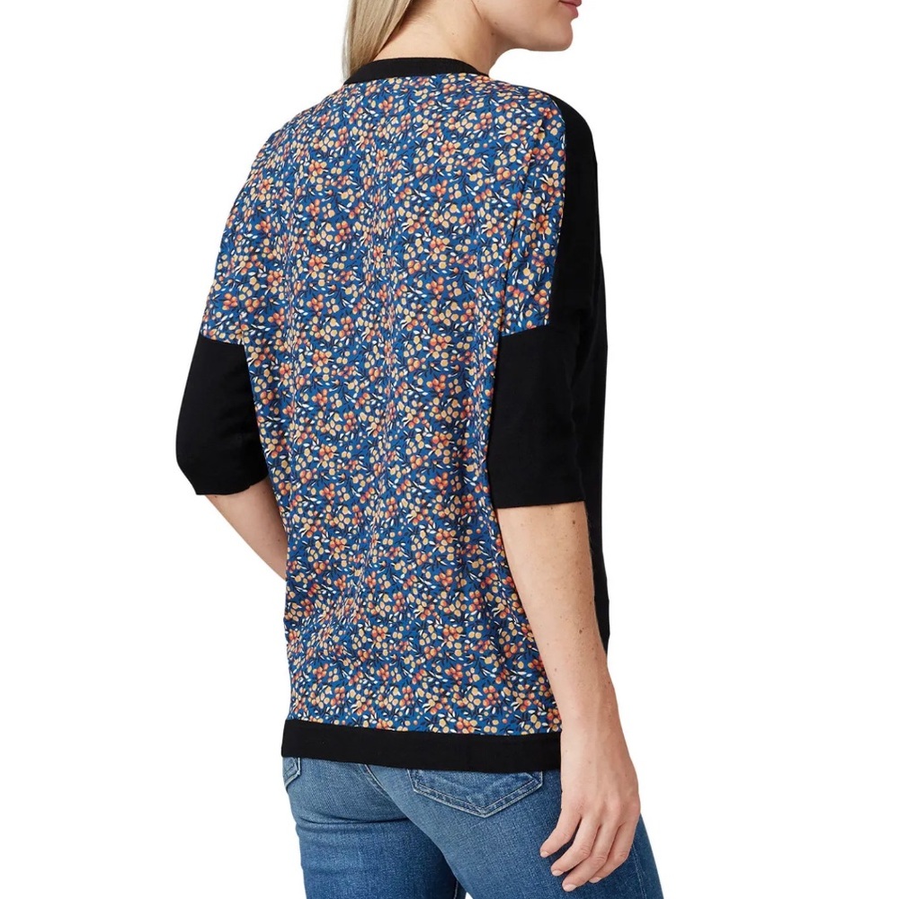Derek Lam Back Floral Sweater Top L